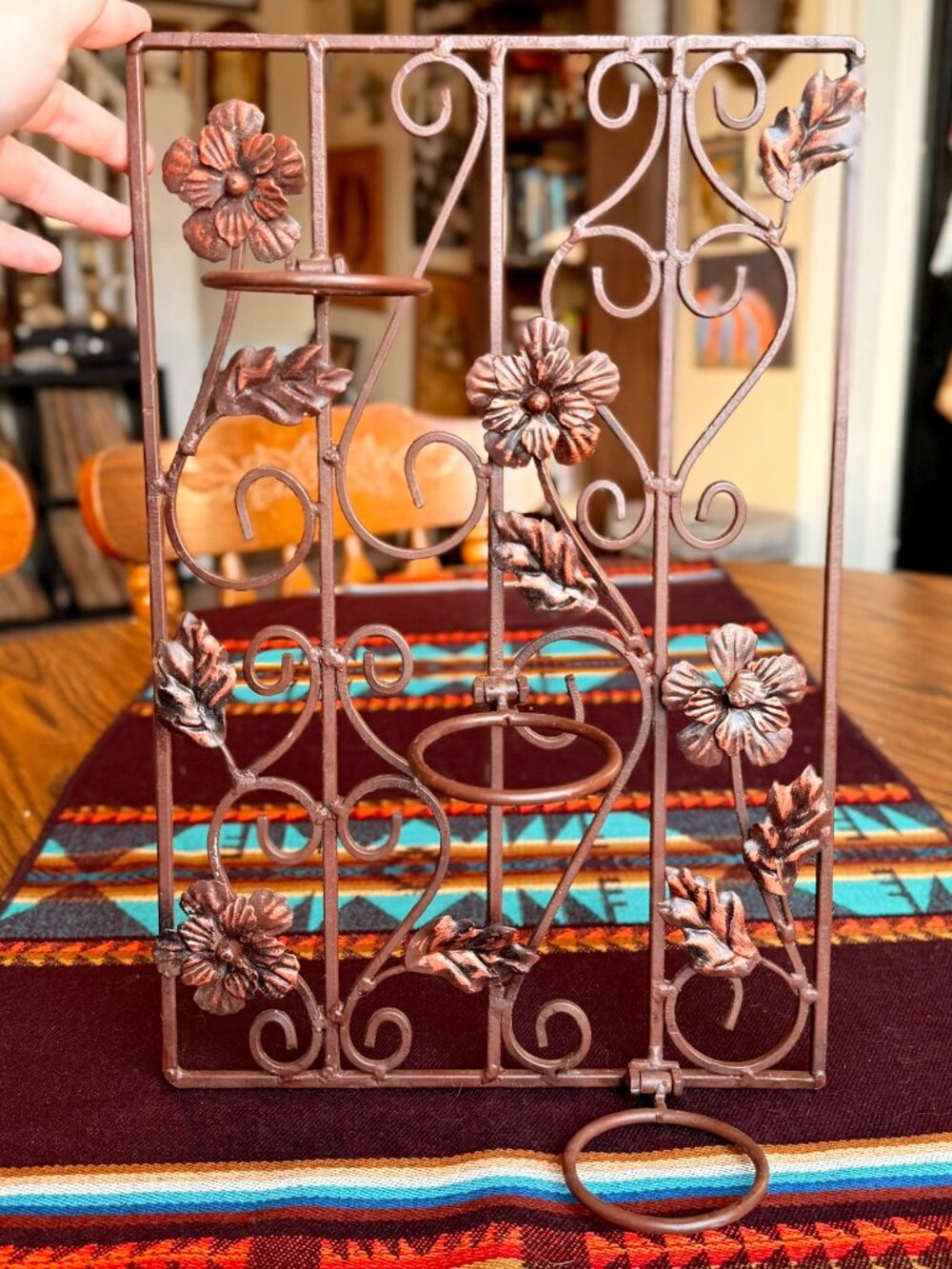 Vintage Floral Wrought Iron Tea Light Candle Holder